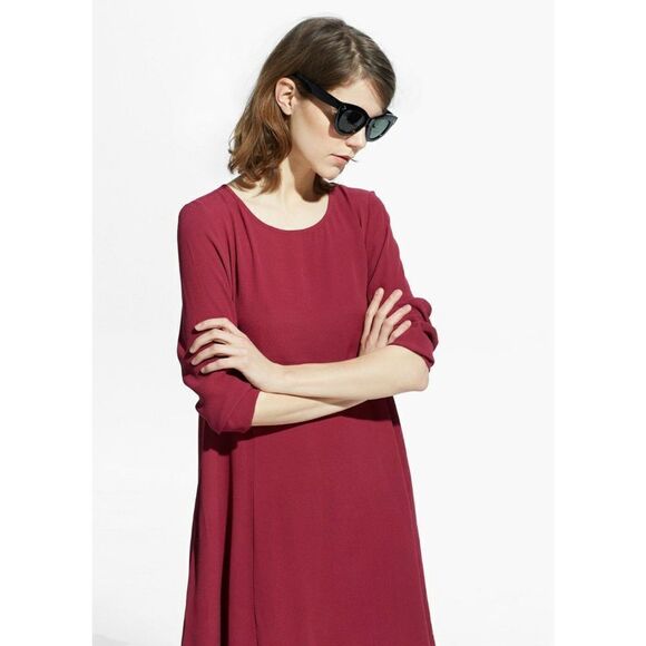 Mango‎ Dress Burgundy Red Swing Mini Dress Size 8 - Picture 1 of 8